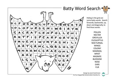Batty Word Search activity sheet preview